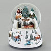 Roman Dropship 132013 Musical Village Rotating Train White 6" Resin Holiday Wind Up Snow Dome