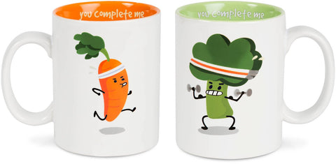 Pavilion 74708 Late Night Snacks Carrots & Broccoli Complimentary Coffee Mugs, 18 oz, Multico