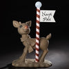 Roman Dropship 131770 Rudolph The Red Nosed Reindeer North Pole Sign Statue LED/Solar Powered 24"