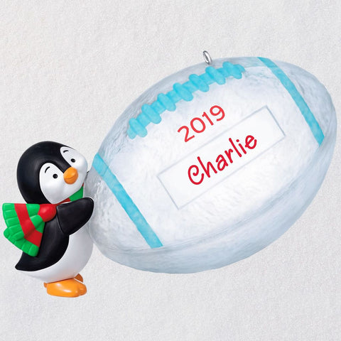 Hallmark 2019 Football Star Penguin DIY Personalization Ornament