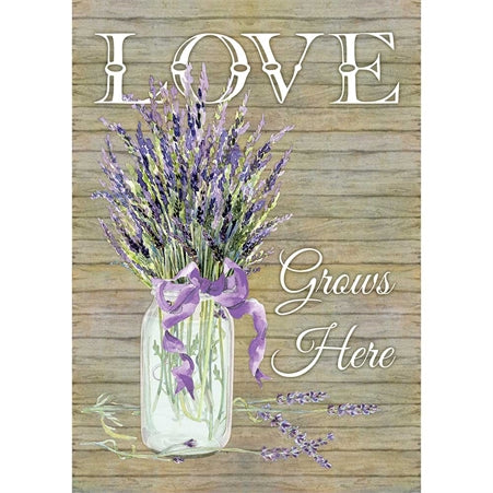 Dicksons Love Grows Here Florals Rustic Lavender 13 x 18 Rectangular Small Garden Flag
