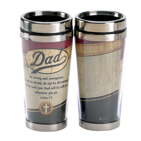 Dicksons Dad Be Strong Joshua 1:9 Insulated 16 Oz. Stainless Steel Travel Mug with Lid