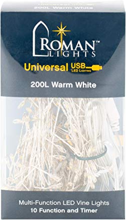 Roman 163531   200L USB LED WARM WHITE VINELT SILVER WIRE 10 FCTN 8/16 TIMER