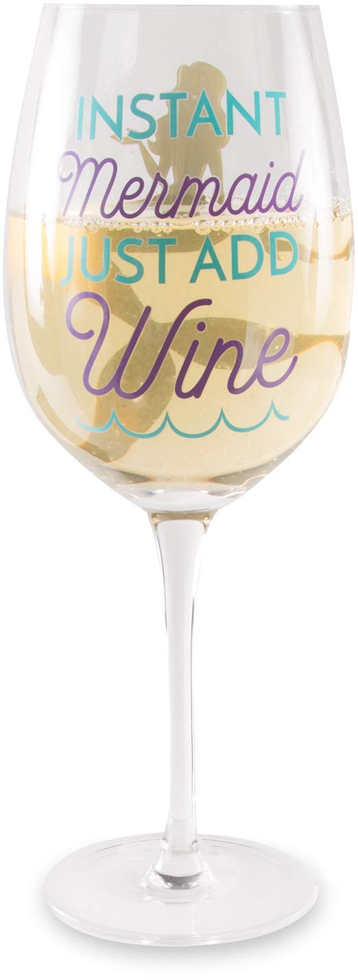 Pavilion 66583 Mermaid Girl-Instant Mermaid Just Add Wine-12 oz Crystal Wine Glass 12 o