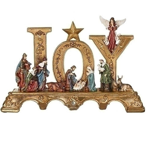 Roman 132836  22" GOLD JOY NATIVITY MANTLE PIECE