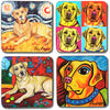 Pavilion 12075 Paw Palettes"Yellow Lab" Coaster, 4 by 4-Inch, Set of 4